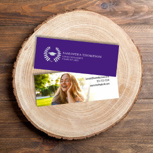 Tarjeta de nombre de graduado Foto Elegante Clásic
