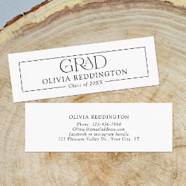 Tarjeta de nombre de graduado Minimalista simple n
