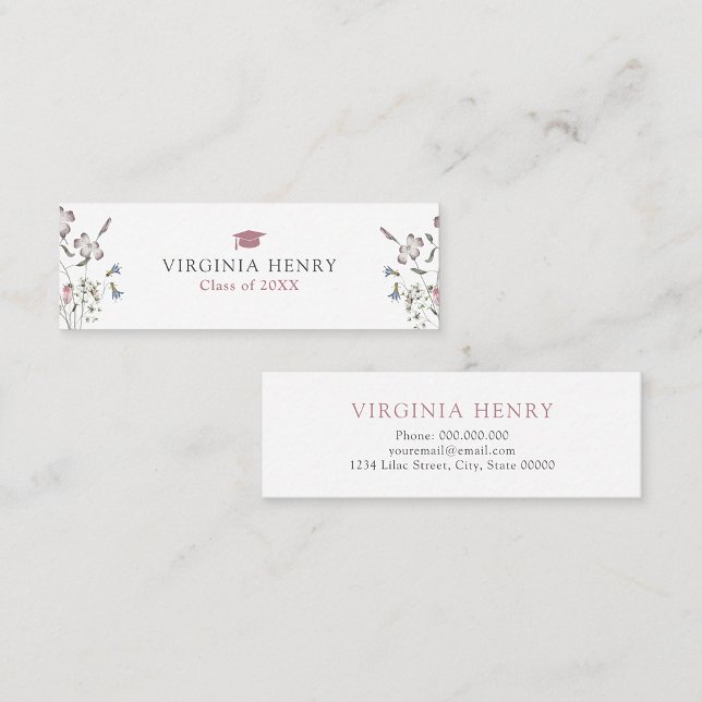Tarjeta de Nombre de Graduado Pastel Wildflower (Pastel Wildflower Graduate Name Card by Painted Paperie)