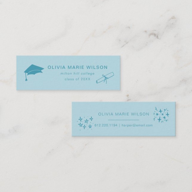 Tarjeta de nombre de icono de graduación minimalis (Anverso / Reverso)