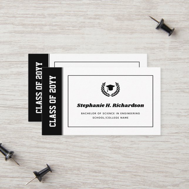 Tarjeta de nombre de Invitación de graduación mode (Anverso/Reverso In Situ)