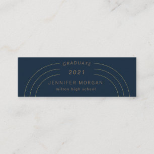 tarjeta de nombre de la graduación de oro de elega