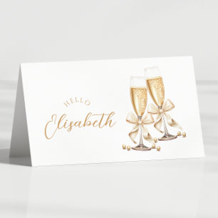 Tarjeta de nombre de la mesa Pearl & Prosecco Brid