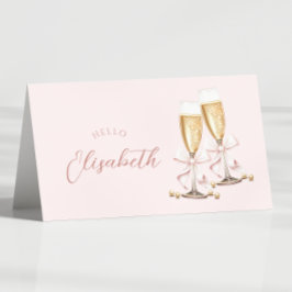 Tarjeta de nombre de la mesa Pearl & Prosecco Brid