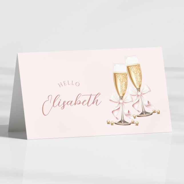 Tarjeta de nombre de la mesa Pearl & Prosecco Brid (Subido por el creador)