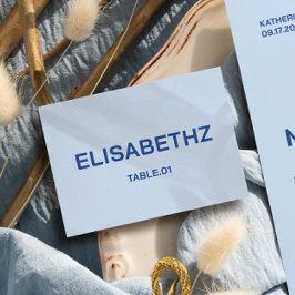 Tarjeta de nombre de lugar de boda azul claro DIY
