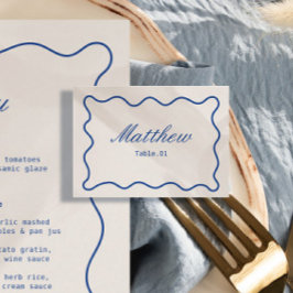 Tarjeta de nombre de lugar de boda azul marino DIY