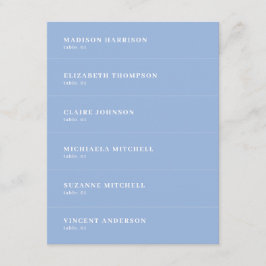 Tarjeta de nombre de lugar de boda azul polvorient