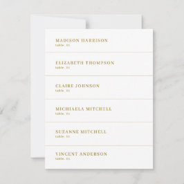Tarjeta de nombre de lugar de Boda blanco y dorado