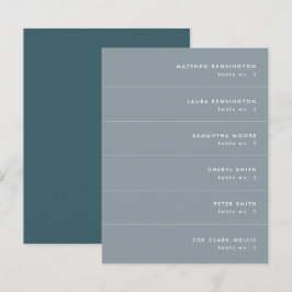 Tarjeta de nombre de lugar de Boda gris Verde azul