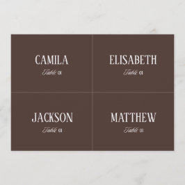 Tarjeta de nombre de lugar de boda marrón DIY