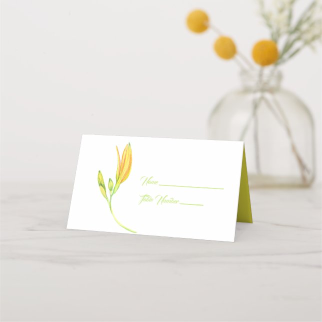 Tarjeta de nombre de lugar de estilo amarillo y ve (Anverso)