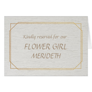 Tarjeta de nombre de lugar de niña con flores dora