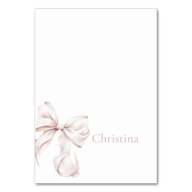 Tarjeta de nombre de mesa con lazo (Anverso)