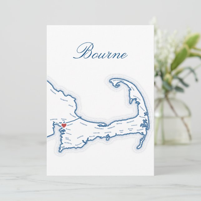 Tarjeta de nombre de mesa de boda del mapa de Bour (Anverso de pie)