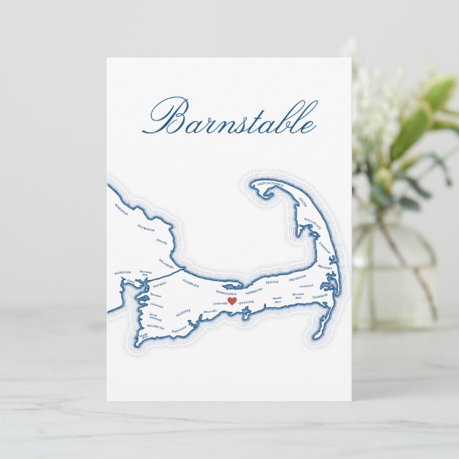 Tarjeta de nombre de mesa de boda Mapa de Barnstab (Anverso de pie)