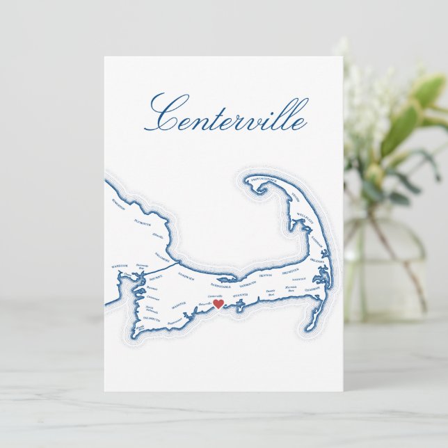 Tarjeta de nombre de mesa de boda Mapa de Centervi (Anverso de pie)