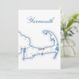 Tarjeta de nombre de mesa de boda Mapa de Yarmouth