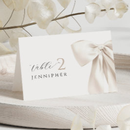 Tarjeta de nombre de mesa de ducha de novia blanca