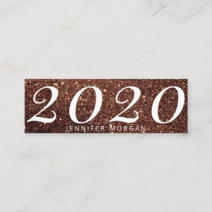 Tarjeta de nombre de purpurina de cobre de graduac