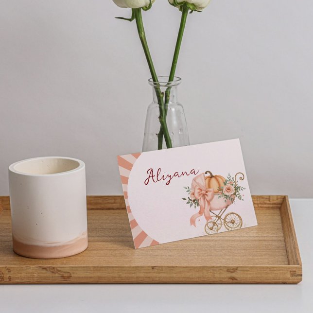 Tarjeta de nombre de tabla Baby Shower Bow rosa (Subido por el creador)