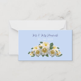 Tarjeta de nombre de tabla boda de tema floral azu
