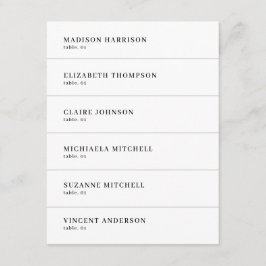 Tarjeta de nombre de tabla moderna de Boda blanco