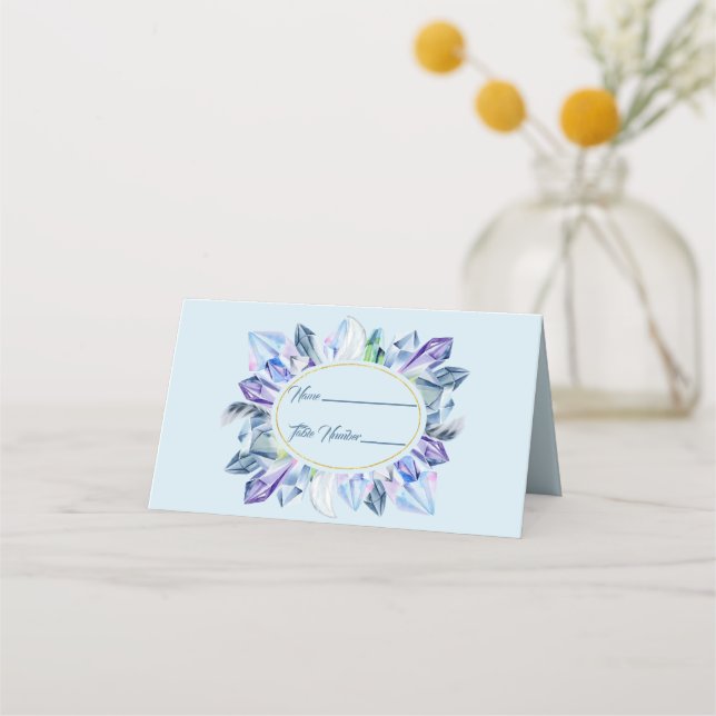 Tarjeta de nombre para los cristales azul verde y  (Anverso)