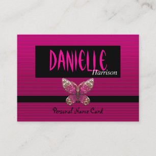 Tarjeta de nombre personal de perfil Mariposa rosa