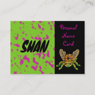 Tarjeta de nombre personal perfil rosa escarabajo