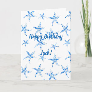 Tarjeta de nombre personalizada Blue starfish silh