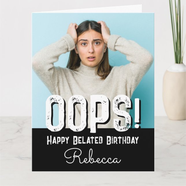 Tarjeta de nombre personalizada de foto de cumplea (Anverso)