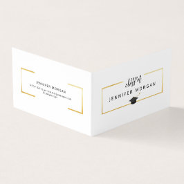 Tarjeta de nombre plegado elegante de oro para gra