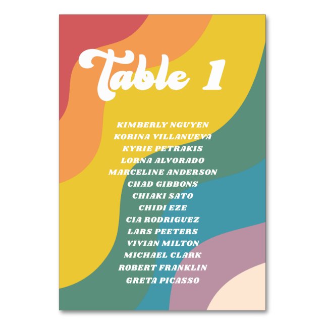 Tarjeta de nombres de invitados con número de mesa (Anverso)