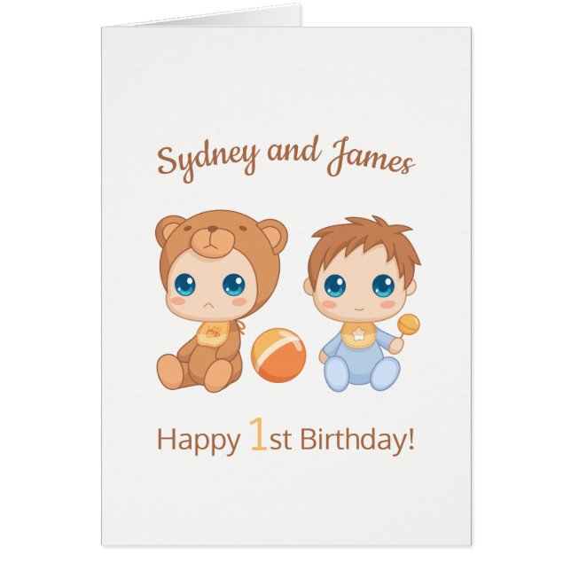 Tarjeta de nombres de primer cumpleaños de Baby Bo (Frente)