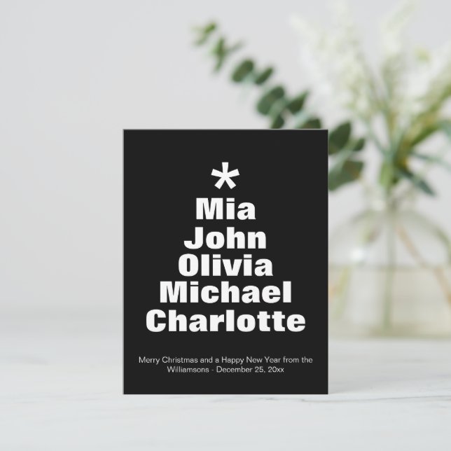 tarjeta de nombres personalizados en blanco y negr (Anverso de pie)