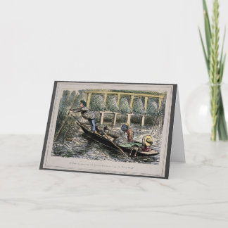 Tarjeta de nostalgia humorística - pesca con famil