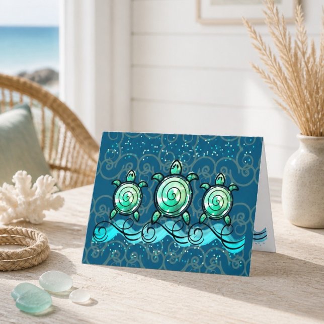 Tarjeta de nota "4"x5.6" Trio de Tortugas (Subido por el creador)