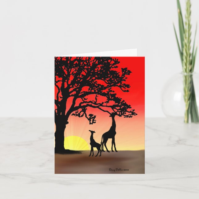 Tarjeta de nota africana de la puesta del sol (Anverso)