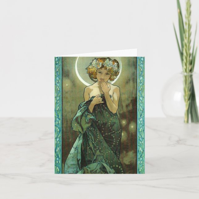 Tarjeta de nota Alphonse Mucha Clair De Lune (Anverso)