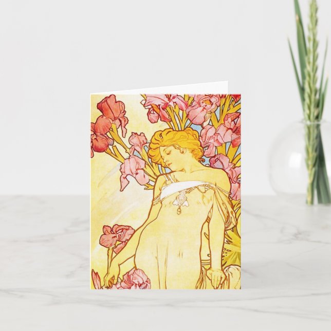Tarjeta de nota Alphonse Mucha Iris (Anverso)