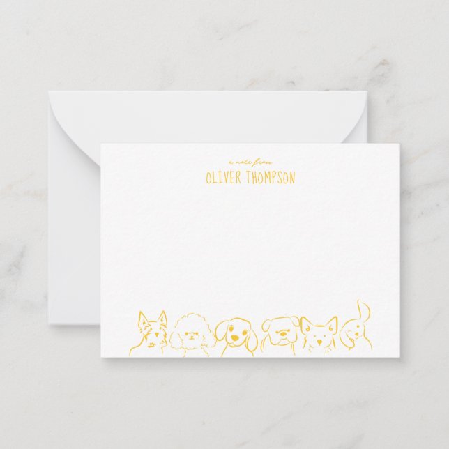 Tarjeta de nota amarilla del boceto del animal del (Anverso)