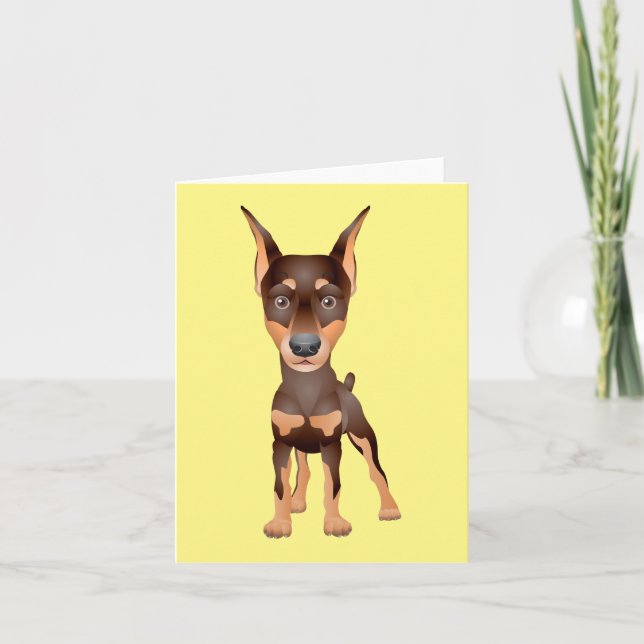 Tarjeta de nota amarilla Doberman Pinscher Puppy D (Anverso)