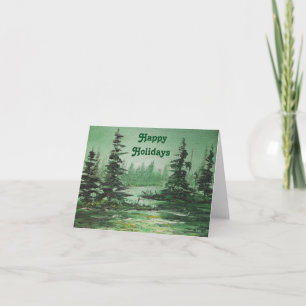 Tarjeta de nota Ann Hayes pintando bosque verde