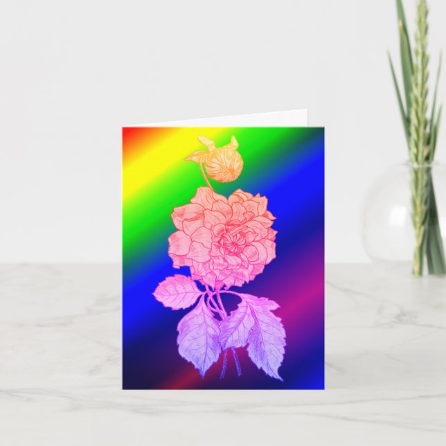 Tarjeta de nota Arcoiris Peony Flower Art (Anverso)
