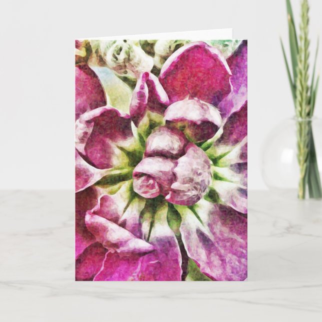 Tarjeta de nota Art Blank de Flor Magenta pintada (Anverso)