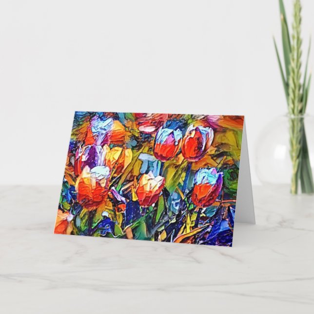 Tarjeta de nota artística Art 1 de Tulips pintados (Anverso)