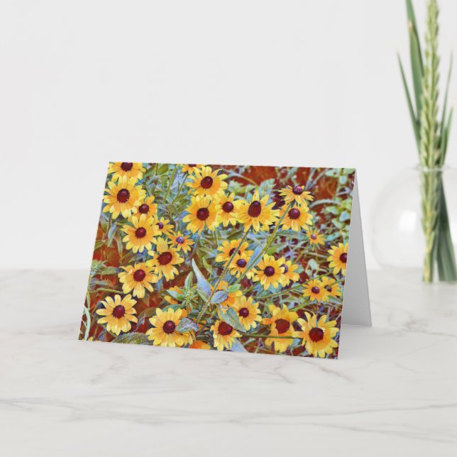 Tarjeta de nota Artsy Rudbeckia Flower Garden (Anverso)