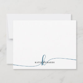 Tarjeta de nota azul de la Marina Minimalista pers