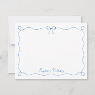 Tarjeta de nota azul personalizada con lazo